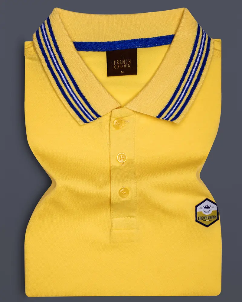 Confetti Yellow Solid Premium Cotton Pique Polo 1