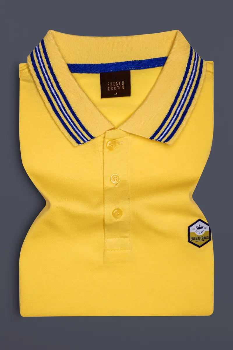 Confetti Yellow Solid Premium Cotton Pique Polo 2