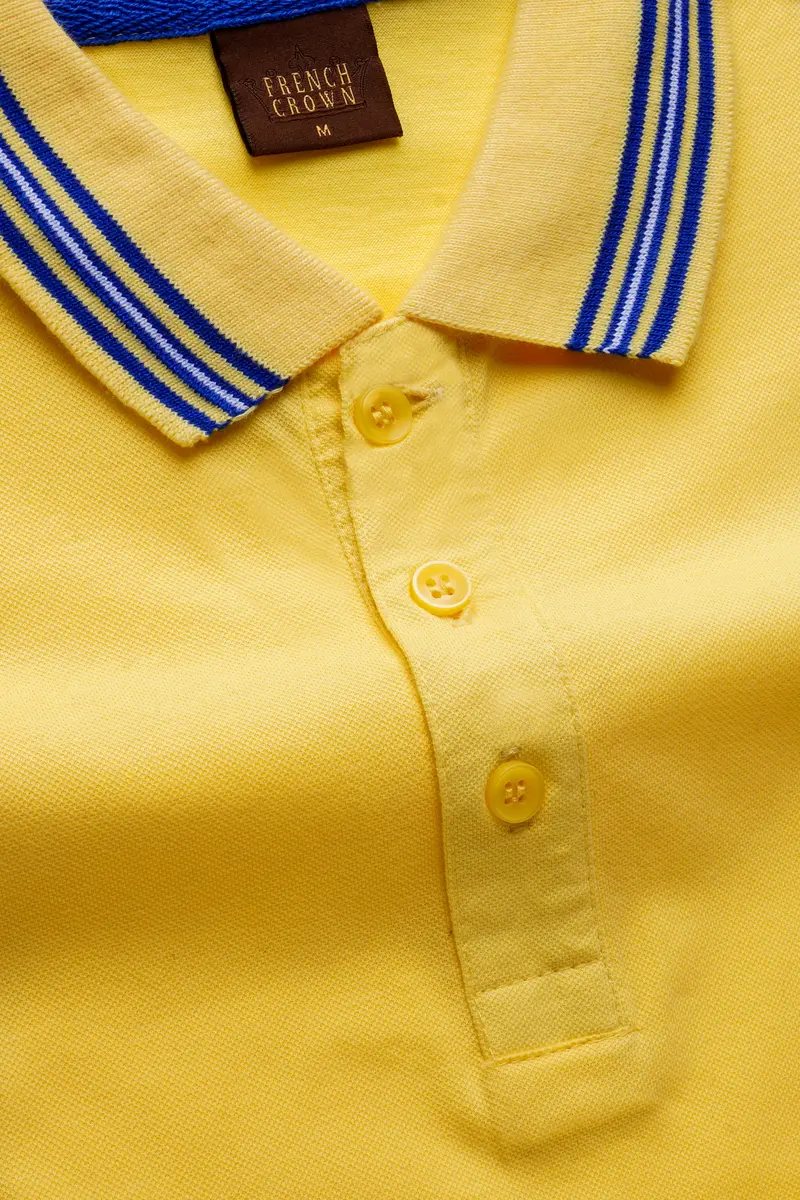 Confetti Yellow Solid Premium Cotton Pique Polo 4