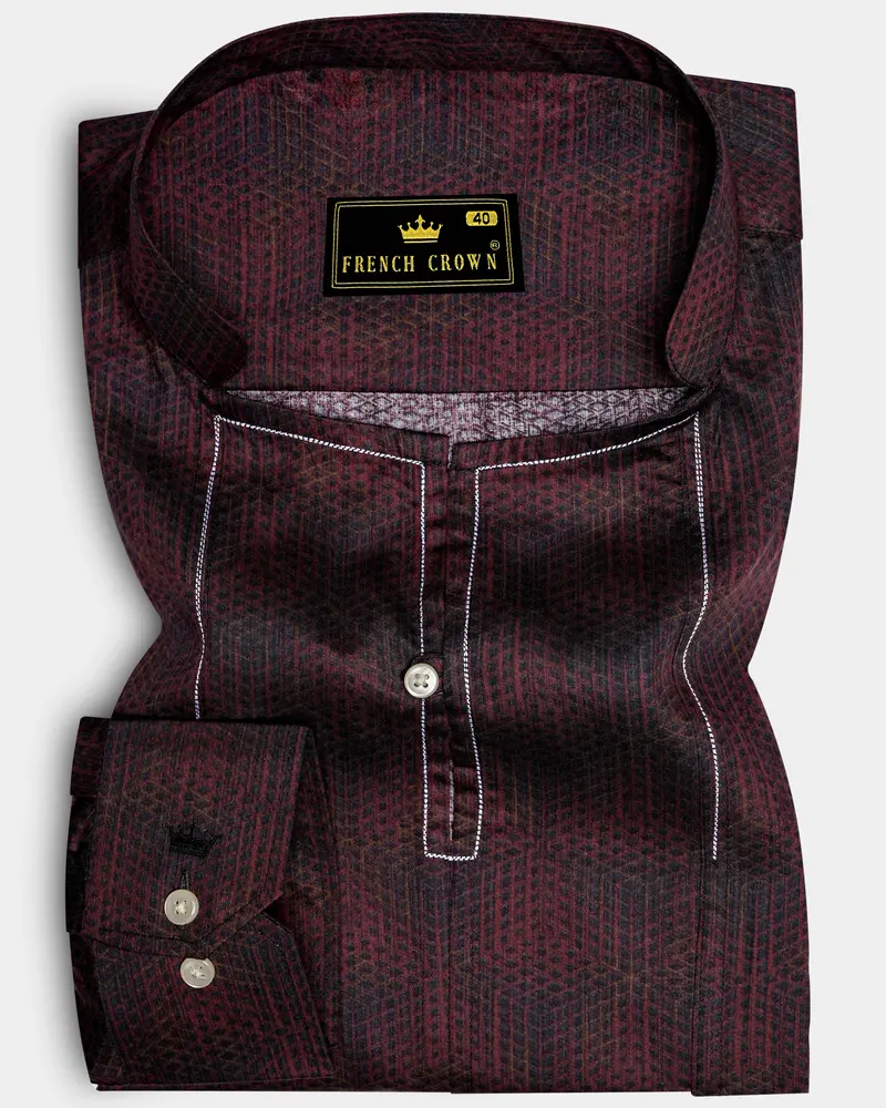 Congo Brown Subtle Checkered Super Soft Premium Cotton Designer Kurta Shirt 1