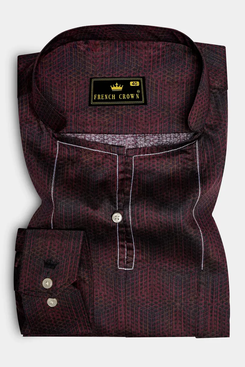 Congo Brown Subtle Checkered Super Soft Premium Cotton Designer Kurta Shirt 2