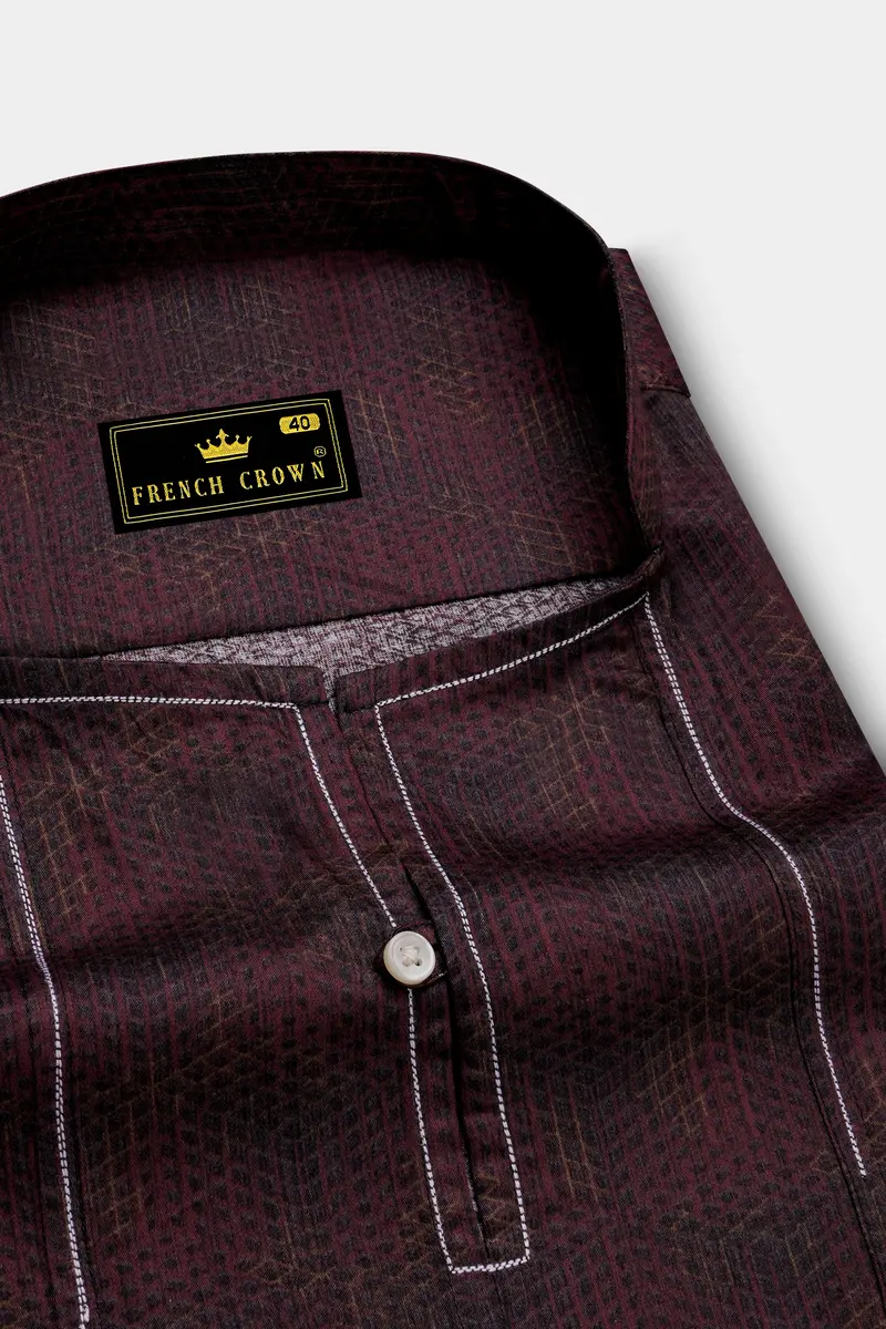 Congo Brown Subtle Checkered Super Soft Premium Cotton Designer Kurta Shirt 4