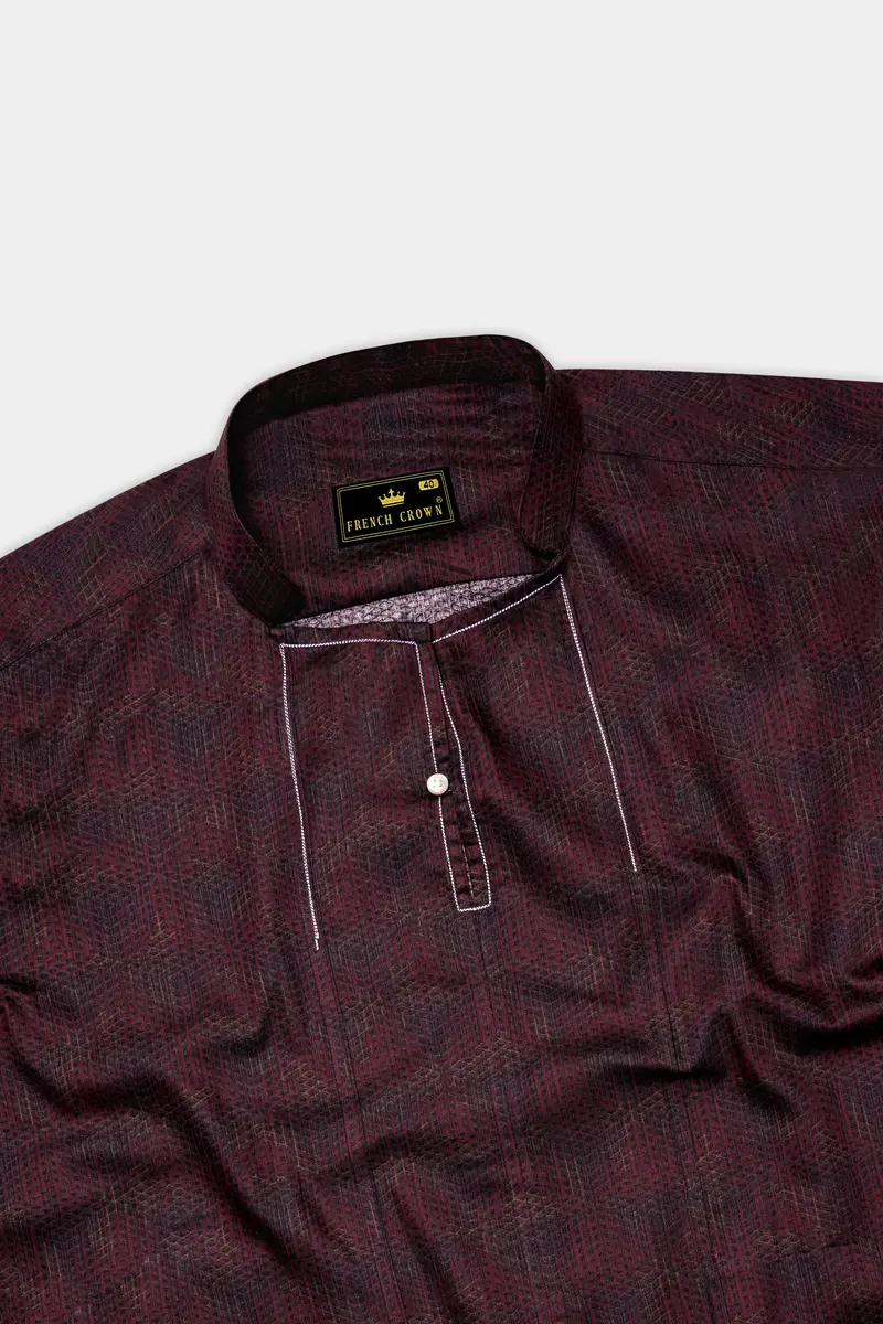 Congo Brown Subtle Checkered Super Soft Premium Cotton Designer Kurta Shirt 5