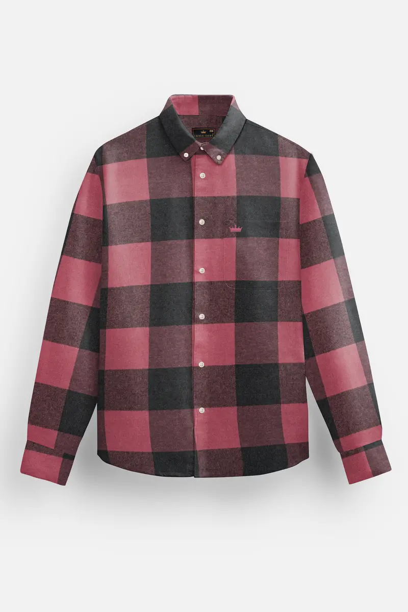 Contessa Pink And Vampire Gray Heavyweight Flannel Cotton Shirt 4
