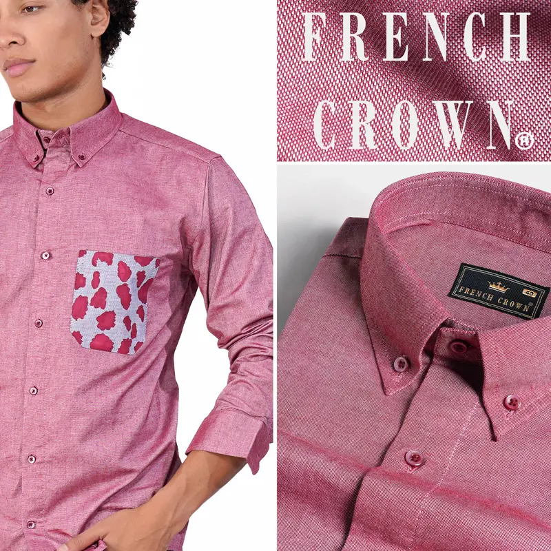 Contessa Pink And White Hand Painted Royal Oxford Designer Shirt 1