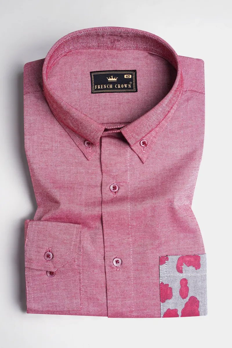 Contessa Pink And White Hand Painted Royal Oxford Designer Shirt 5