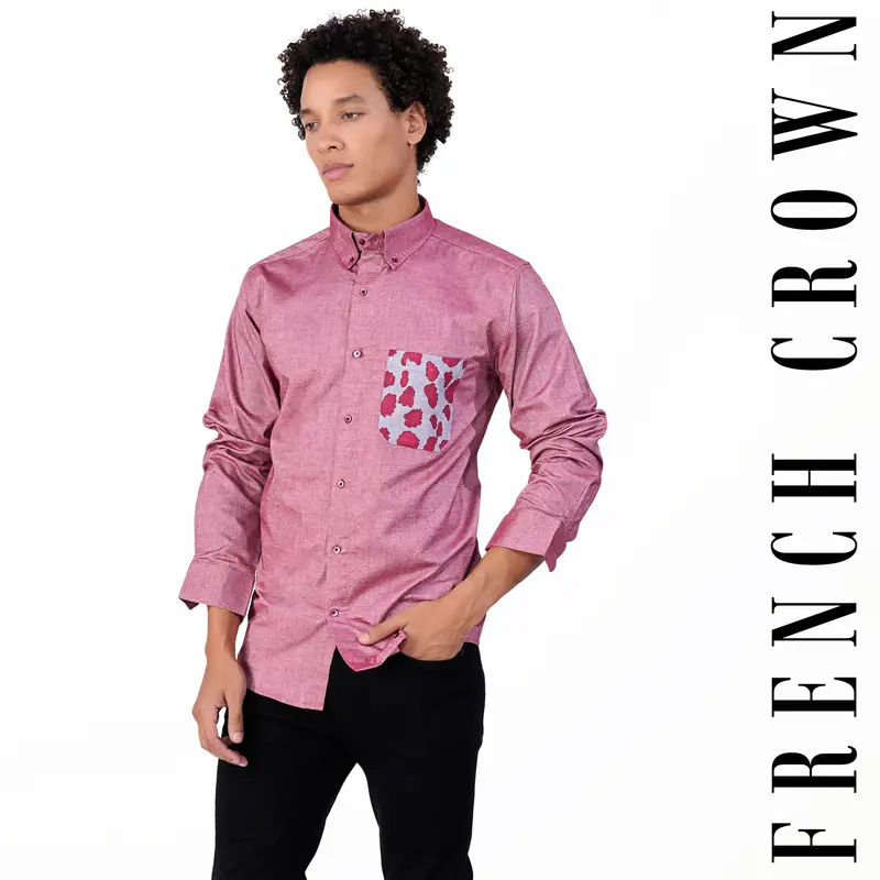 Contessa Pink And White Hand Painted Royal Oxford Designer Shirt 9