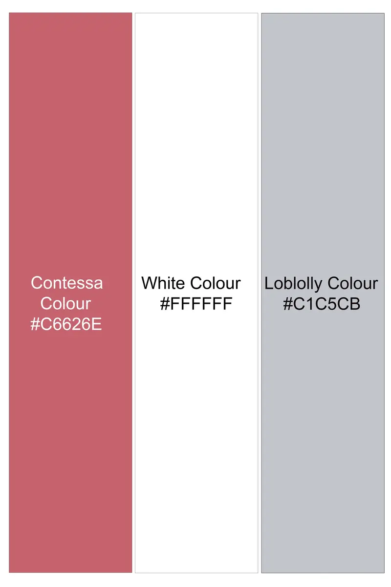 Contessa Red And Loblolly Gray Dobby Textured Premium Giza Cotton Designer Shirt 7