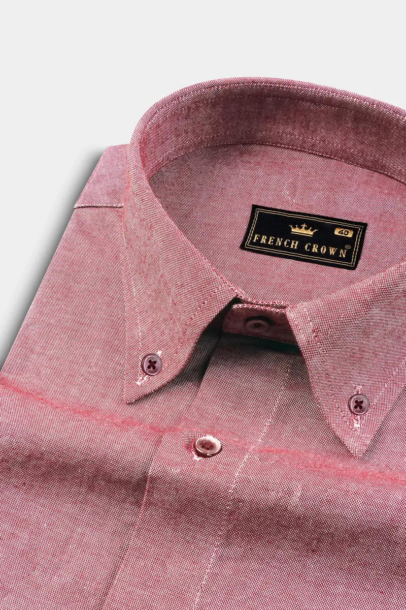 Contessa Red With Grey Pocket Solid Royal Oxford Shirt 4