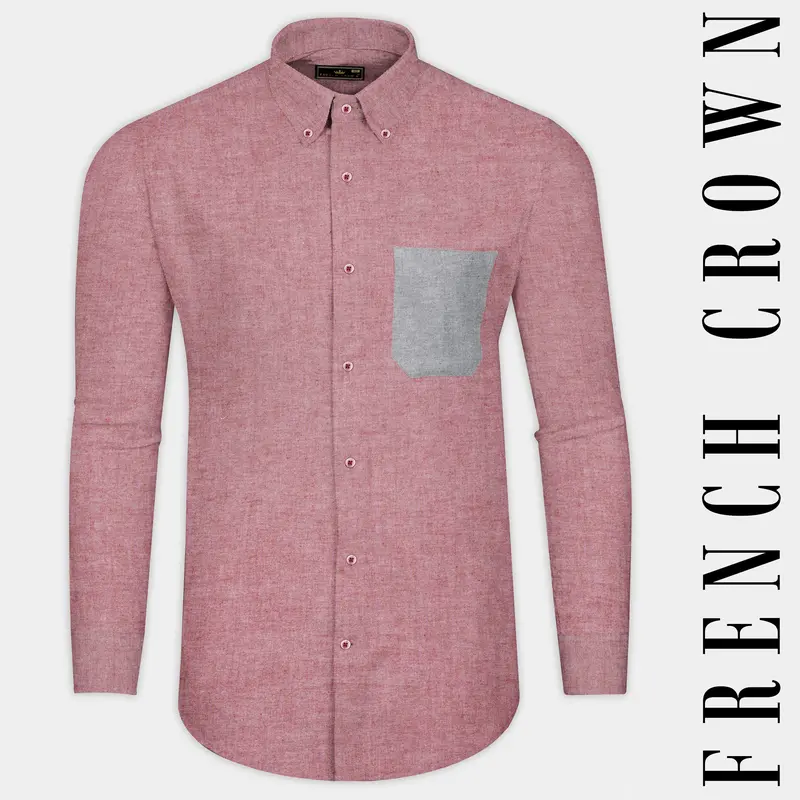 Contessa Red With Grey Pocket Solid Royal Oxford Shirt 9