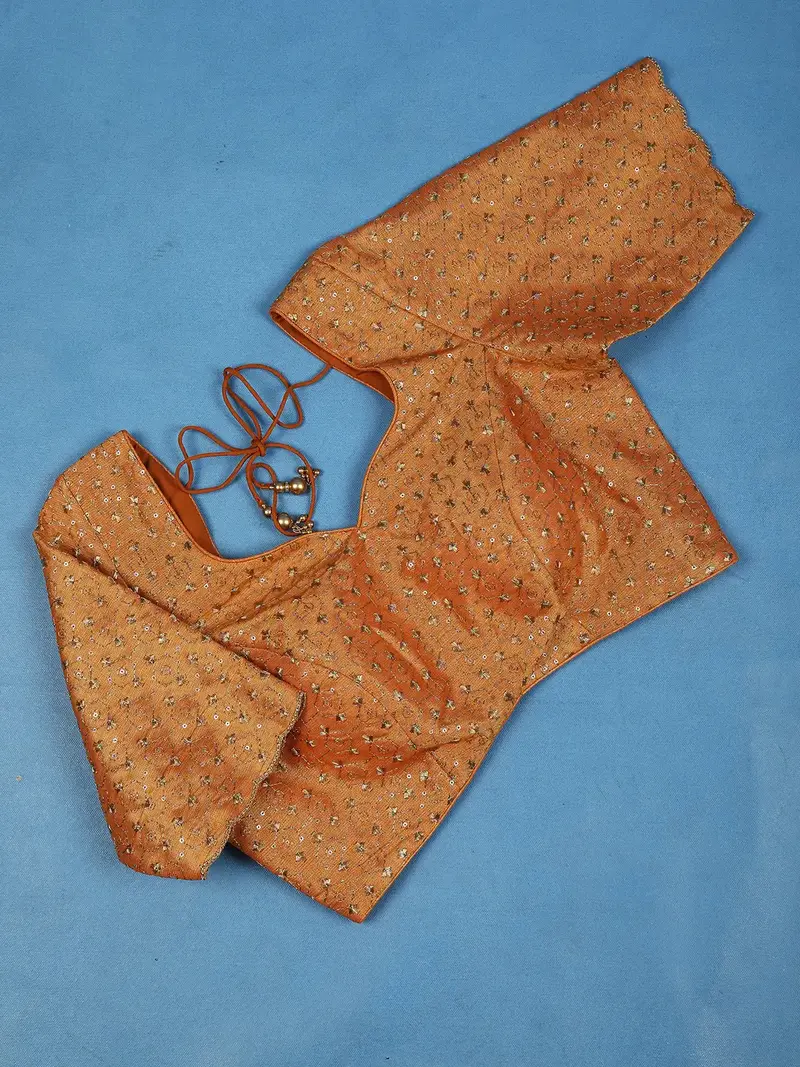 Copper Orange Motifs Design Silk Readymade Blouse 1