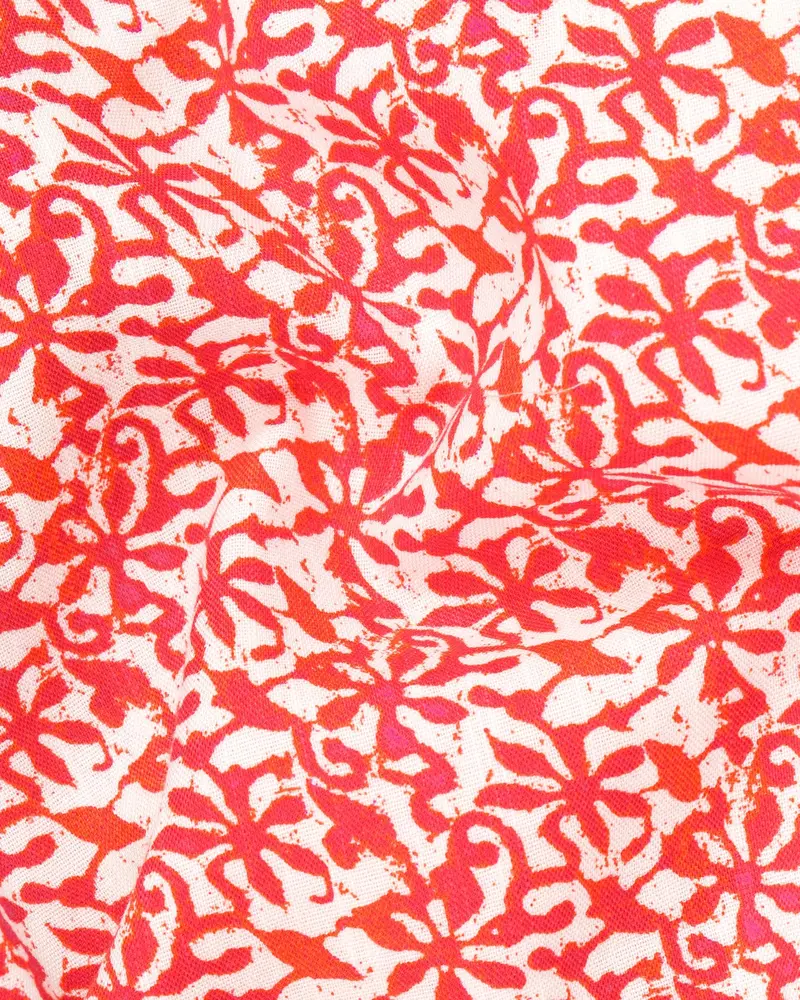 Coral Red Ditzy Printed Premium Tencel Designer Shorts 3