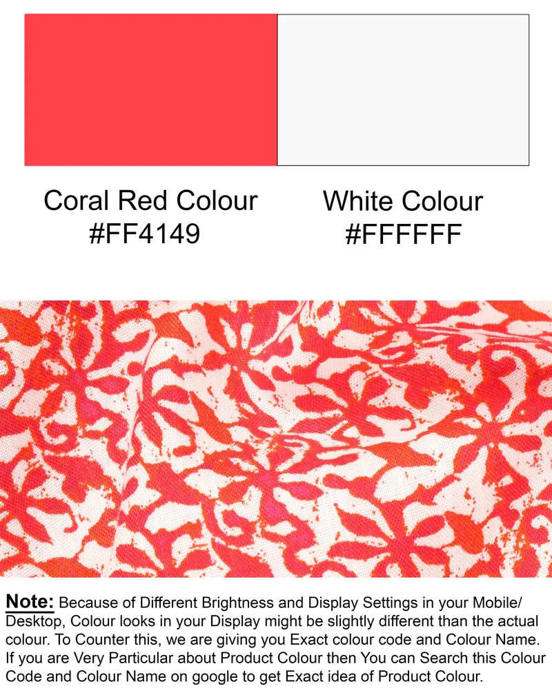 Coral Red Ditzy Printed Premium Tencel Designer Shorts 7