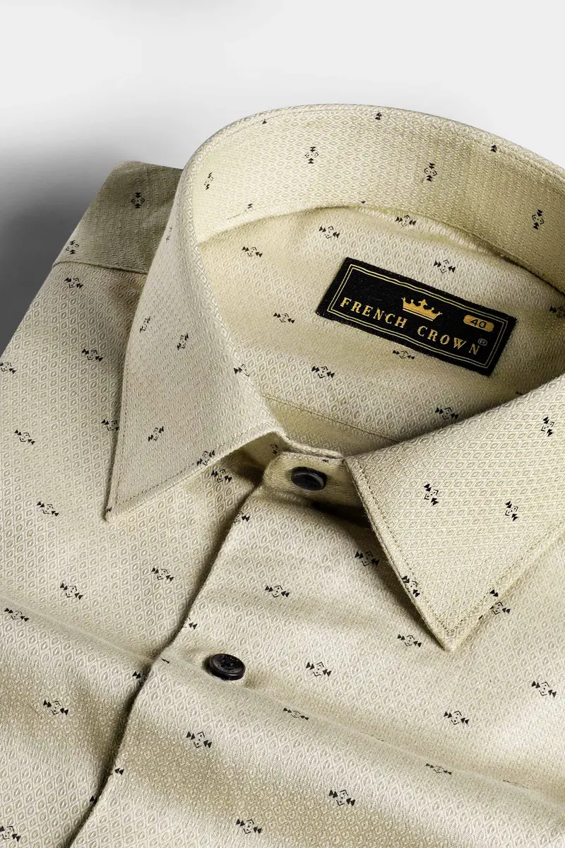 Coral Reef Brown Dobby Textured Premium Giza Cotton Shirt 1