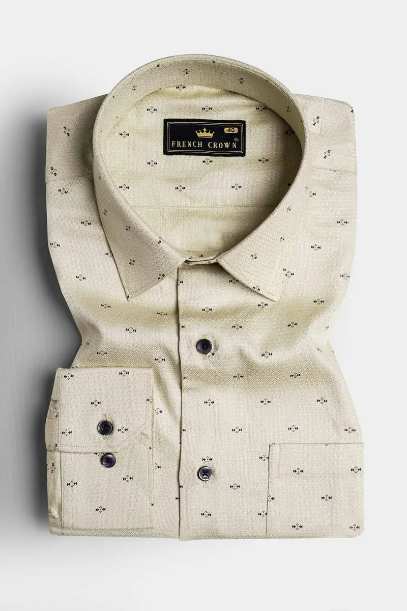 Coral Reef Brown Dobby Textured Premium Giza Cotton Shirt 3