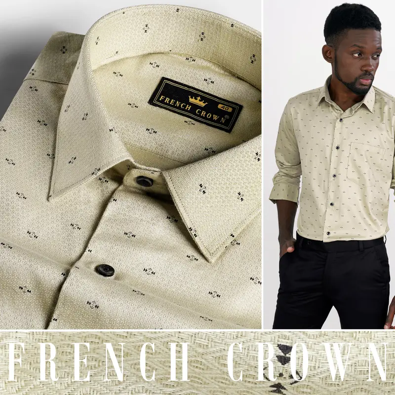 Coral Reef Brown Dobby Textured Premium Giza Cotton Shirt 7