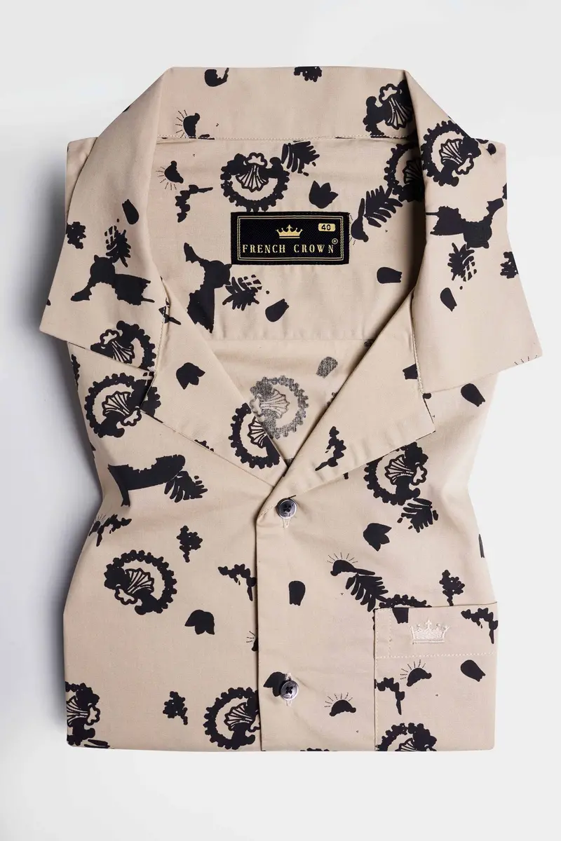 Coral Reef Brown With Black Printed Premium Cotton Shirt 4