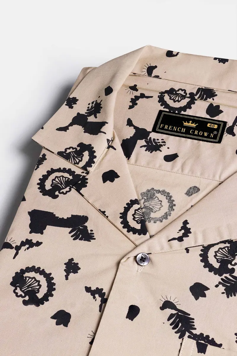 Coral Reef Brown With Black Printed Premium Cotton Shirt 5