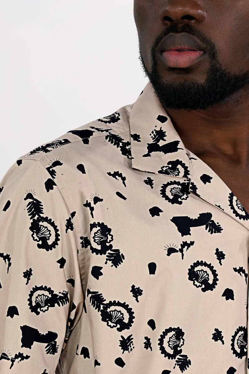 Coral Reef Brown With Black Printed Premium Cotton Shirt 6