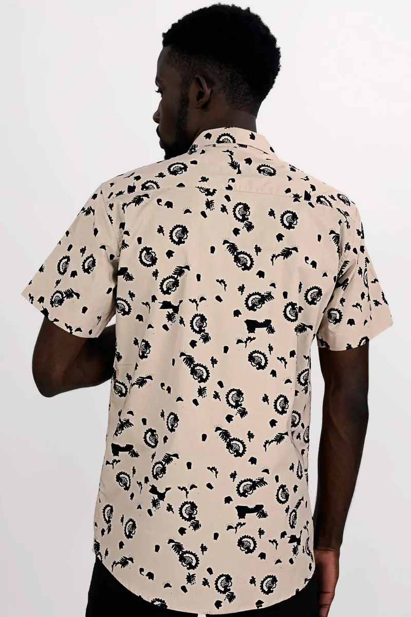 Coral Reef Brown With Black Printed Premium Cotton Shirt 7