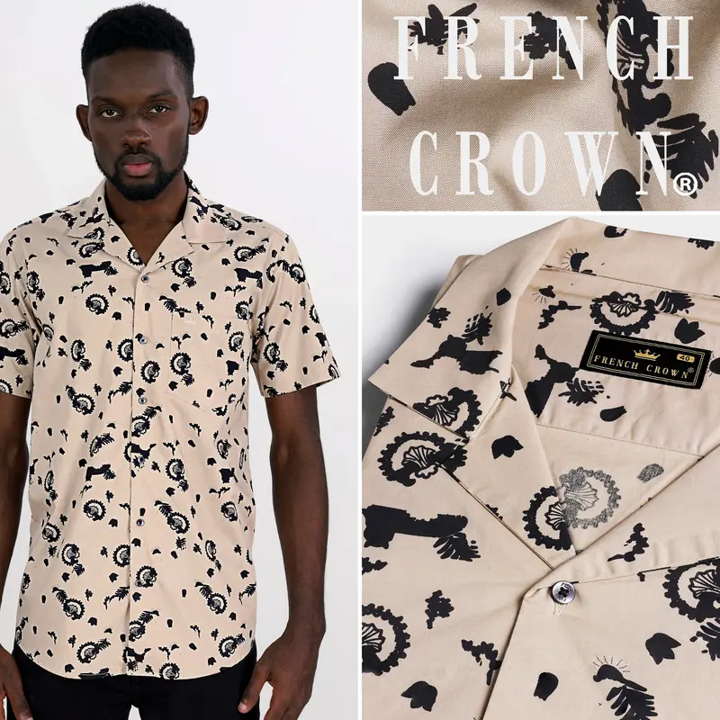Coral Reef Brown With Black Printed Premium Cotton Shirt 9
