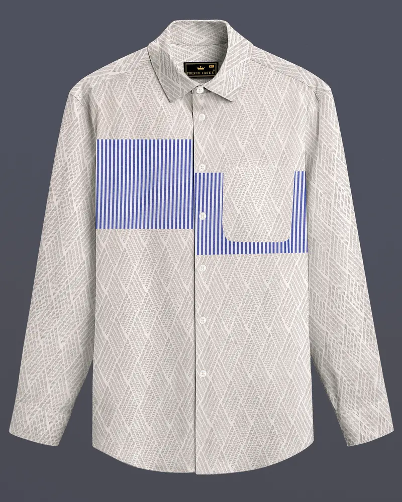 Coral Reef Brown With Sapphire Blue Argyle Printed Premium Cotton Designer Shirt 1