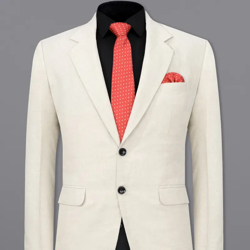 Coral Reef Cream Luxurious Linen Blazer 1