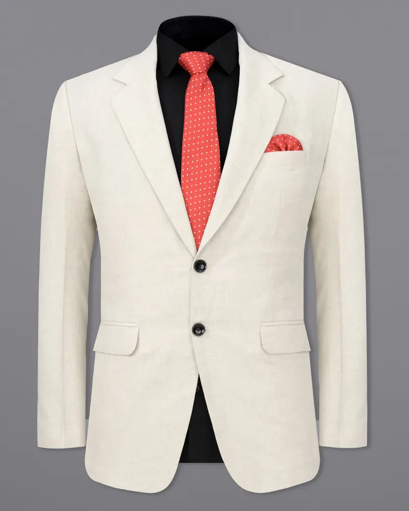 Coral Reef Cream Luxurious Linen Blazer 2
