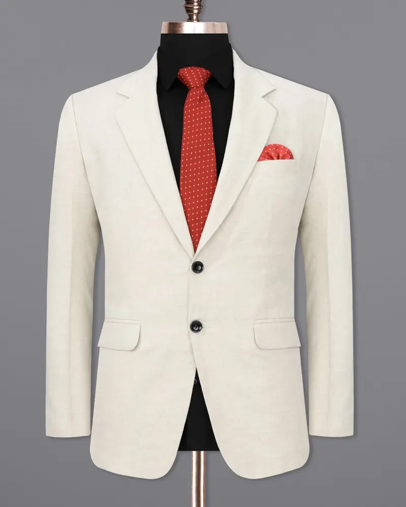 Coral Reef Cream Luxurious Linen Blazer 8