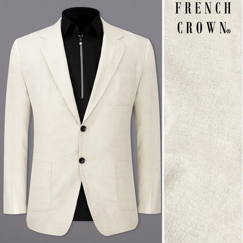 Coral Reef Cream Luxurious Linen Sports Blazer 1
