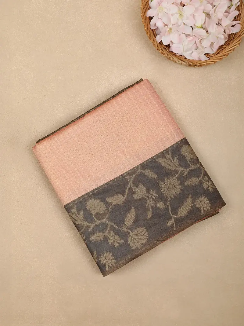 Coral Semi Tussar Silk Stripes Designed Saree 1
