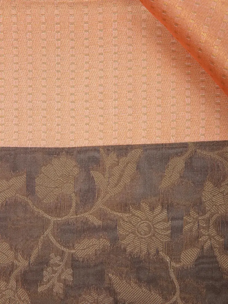 Coral Semi Tussar Silk Stripes Designed Saree 2