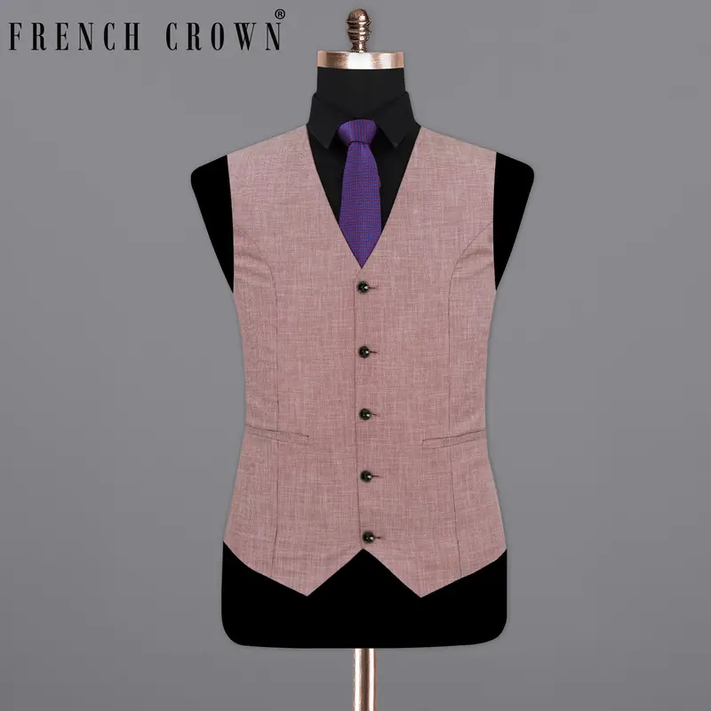 Coral Tree Red Textured Waistcoat 1
