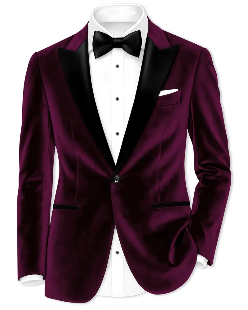 Corale-Tamarind Pink Velvet Peak Lapel Tuxedo Blazer 1