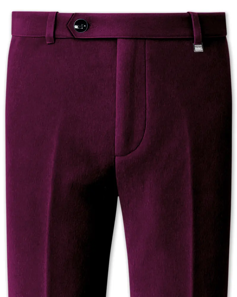 Corale-Tamarind Pink Velvet Stretchable Waistband Pant 1
