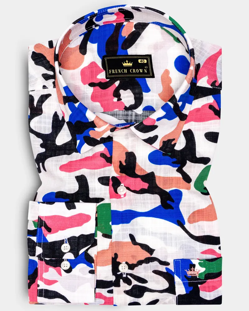 Coralfusion-Black & White With Light Coral Pink Funky Printed Lightweight Premium Cotton Multicolor Casual Shirt 1