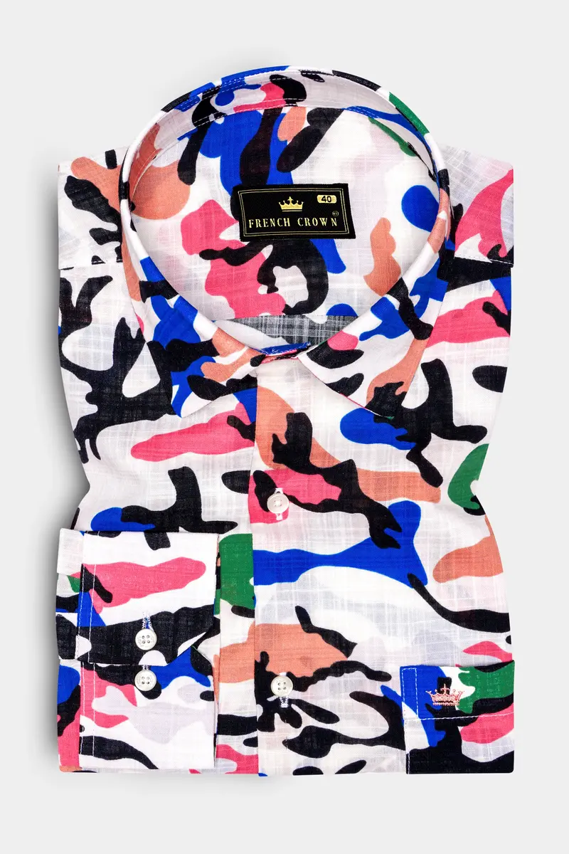 Coralfusion-Black & White With Light Coral Pink Funky Printed Lightweight Premium Cotton Multicolor Casual Shirt 2