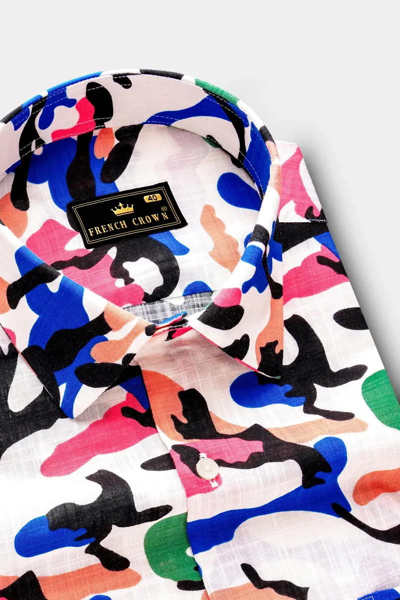 Coralfusion-Black & White With Light Coral Pink Funky Printed Lightweight Premium Cotton Multicolor Casual Shirt 4