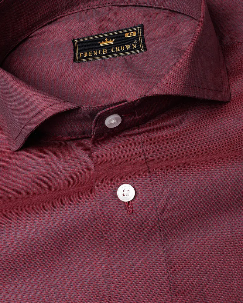 Cordovan Maroon Chambray Textured Shirt 1