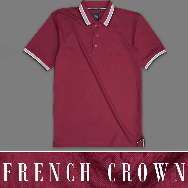Cordovan Maroon Organic Cotton Mercerised Pique Polo 1