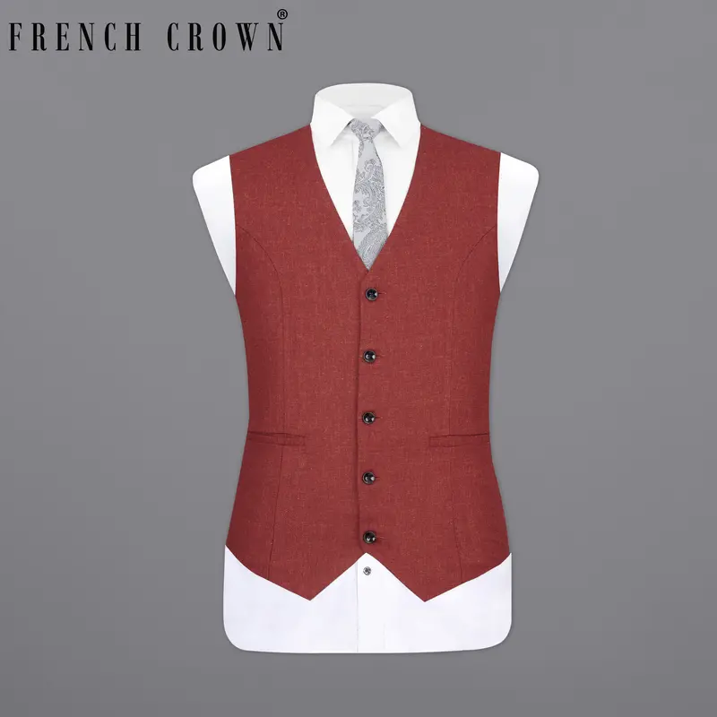 Cordovan Red Wool Rich Designer Waistcoat 1