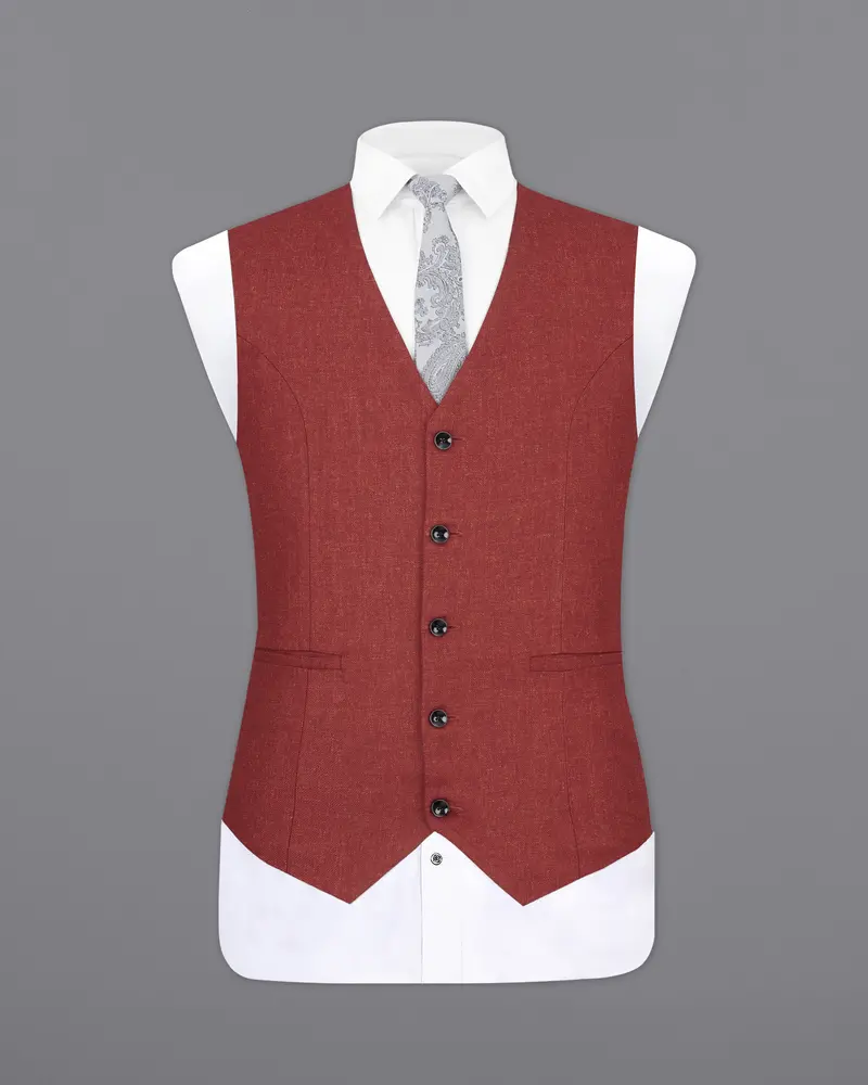 Cordovan Red Wool Rich Designer Waistcoat 2
