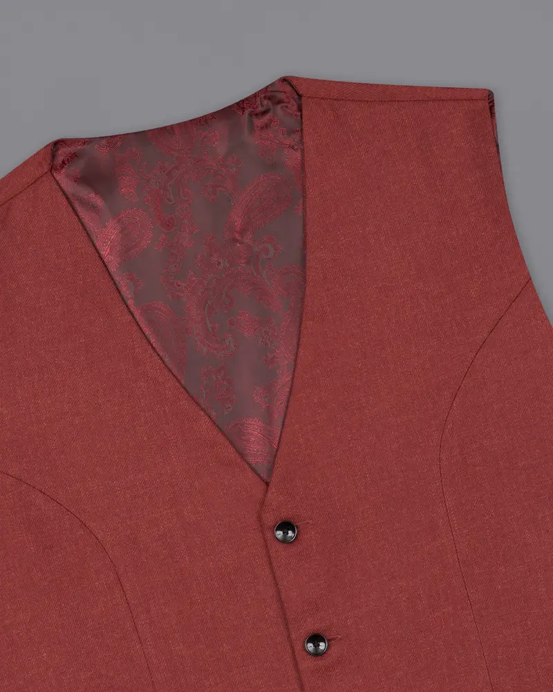 Cordovan Red Wool Rich Designer Waistcoat 4