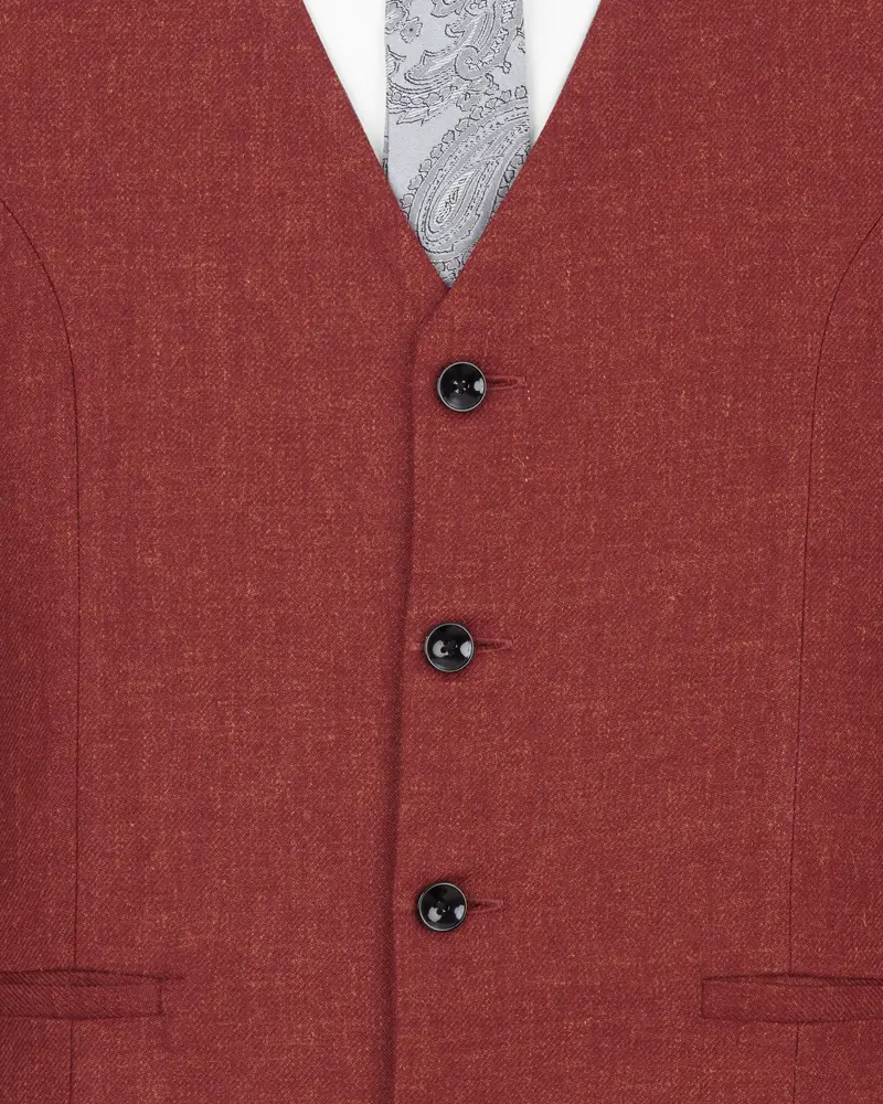Cordovan Red Wool Rich Designer Waistcoat 5