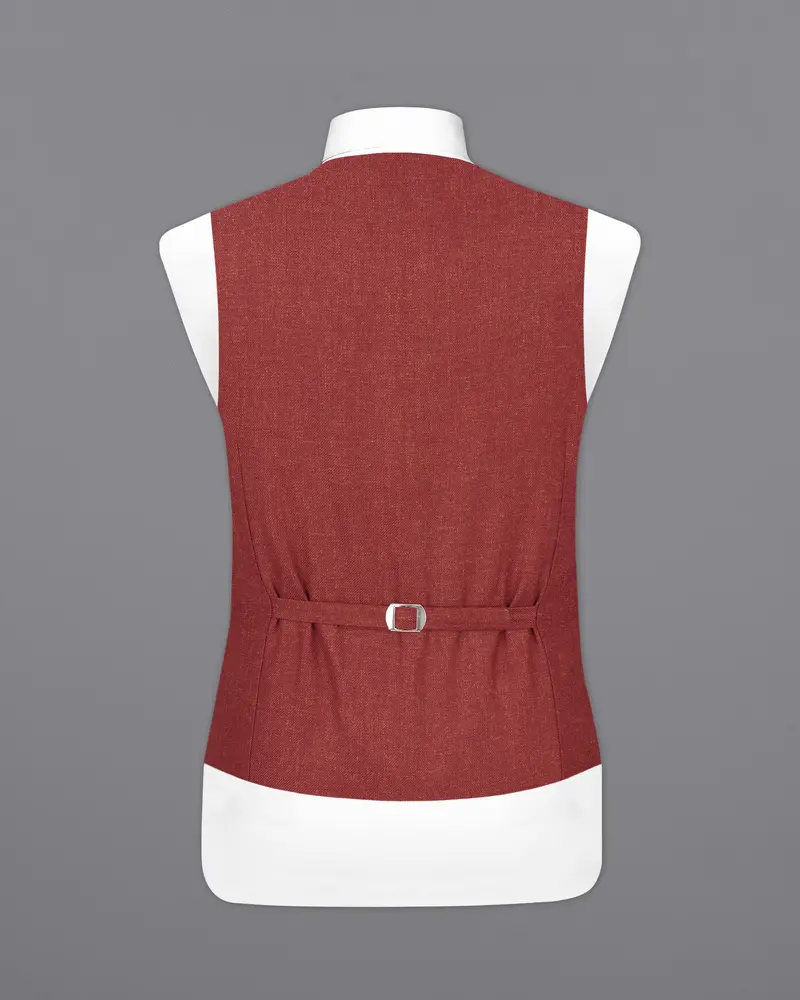 Cordovan Red Wool Rich Designer Waistcoat 6
