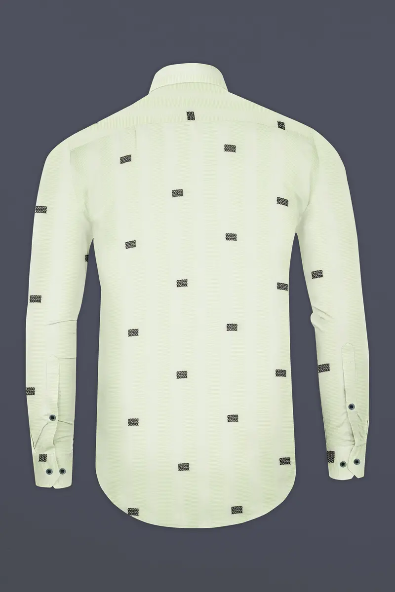 Coriander Green Jacquard Butta Textured Premium Giza Cotton Shirt 5
