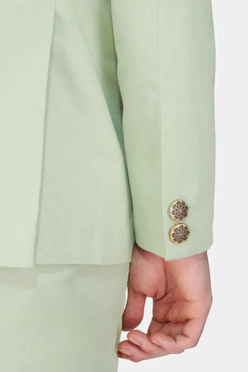 Coriander Green Premium Cotton Cross Placket Bandhgala Stretchable Traveler Blazer 5