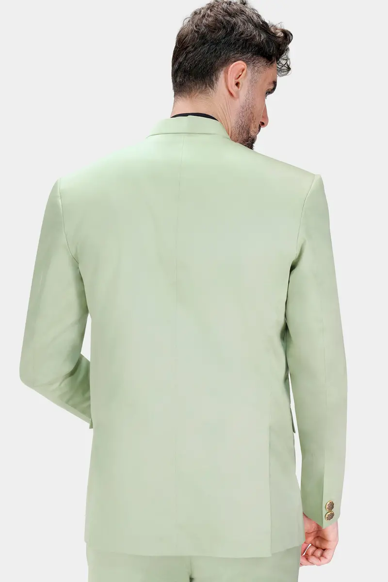 Coriander Green Premium Cotton Cross Placket Bandhgala Stretchable Traveler Blazer 7