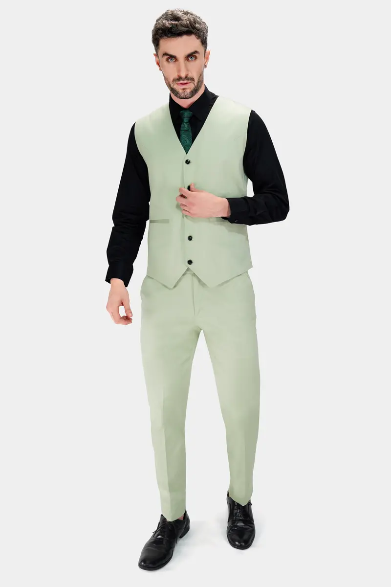 Coriander Green Premium Cotton Stretchable Traveler Waistcoat 5
