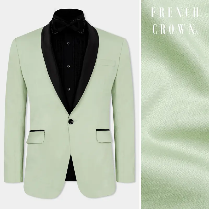 Coriander Green Premium Cotton Tuxedo Stretchable Traveler Blazer 1